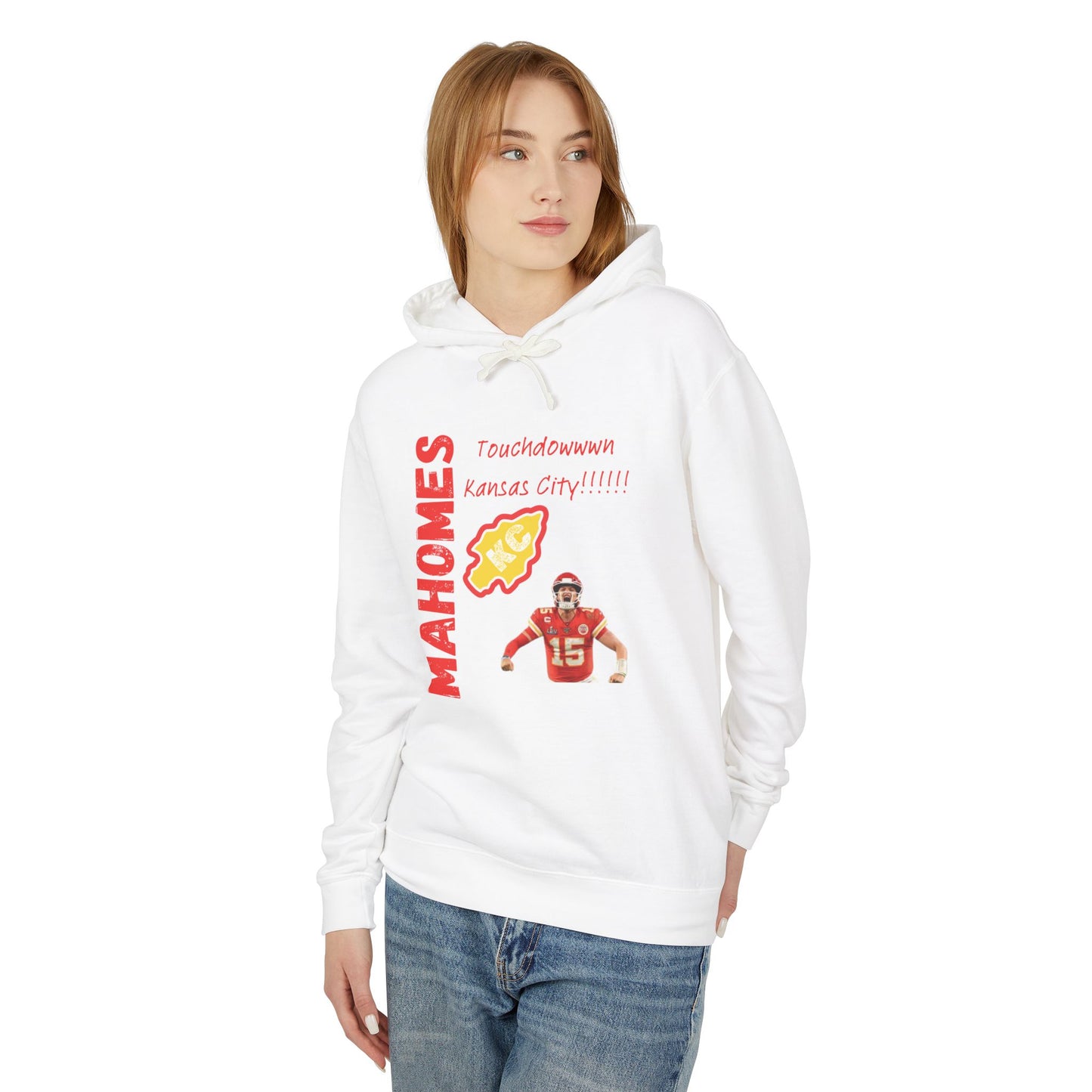 Unisex Lightweight Hooded Sweatshirt - Touchdown Kansas City Mahomes Gear