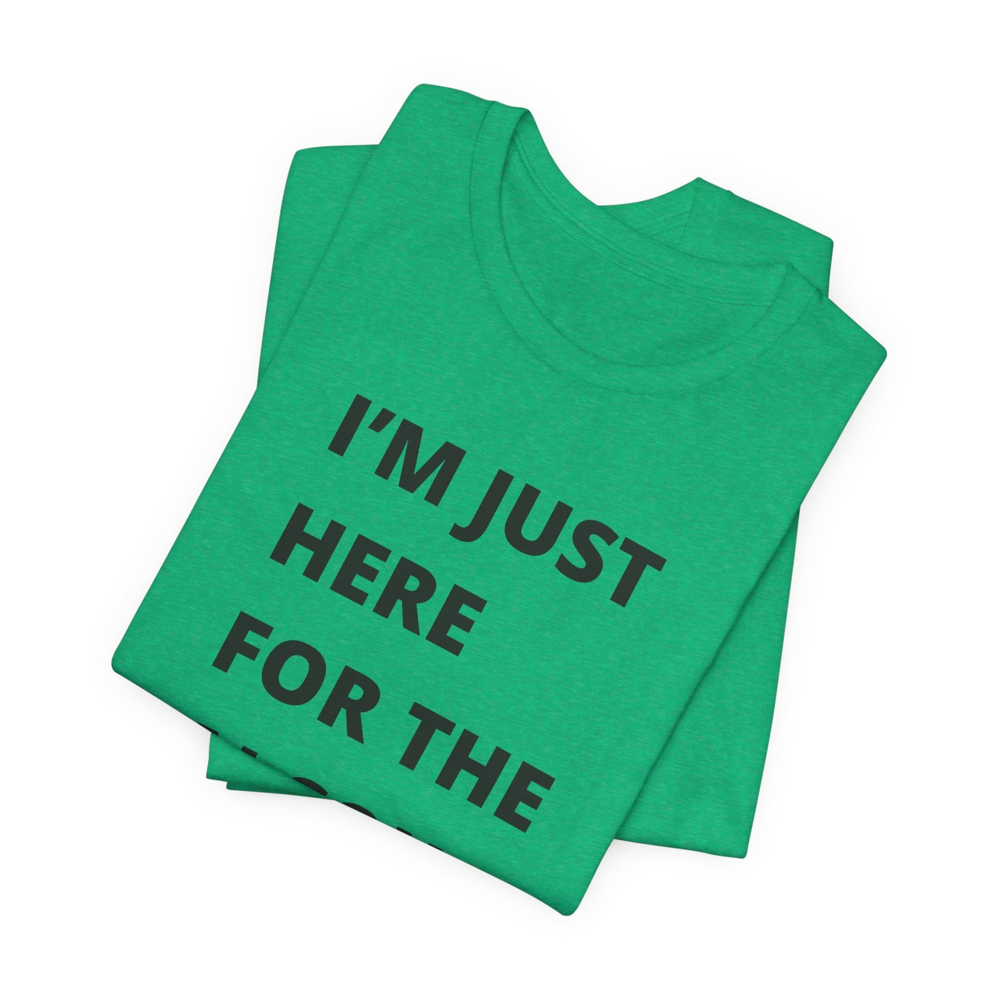 Funny Holiday Tee - 'I’m Just Here for the Alcohol and Eggnog' Unisex Jersey Short Sleeve Shirt