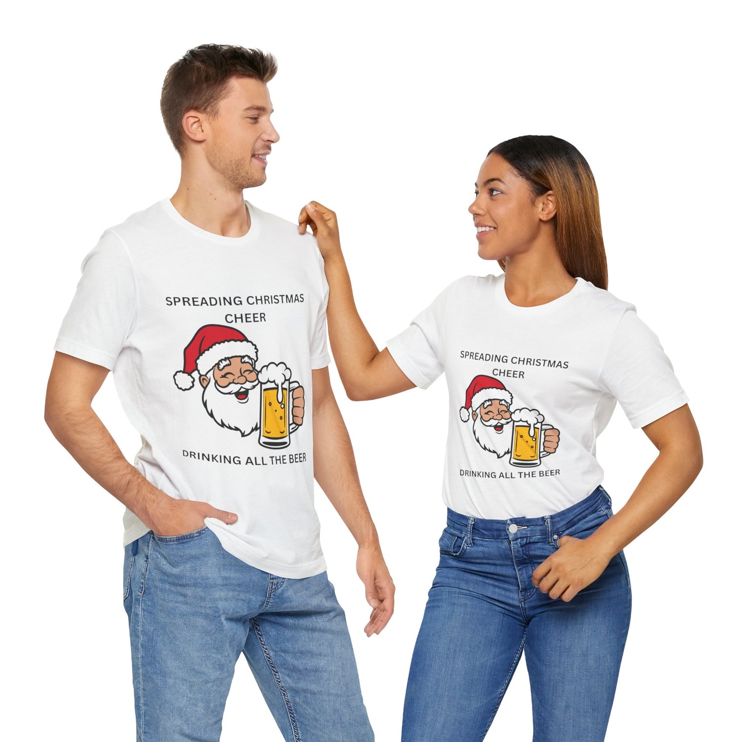 Funny Christmas Tee - Spreading Christmas Cheer Drinking All the Beer