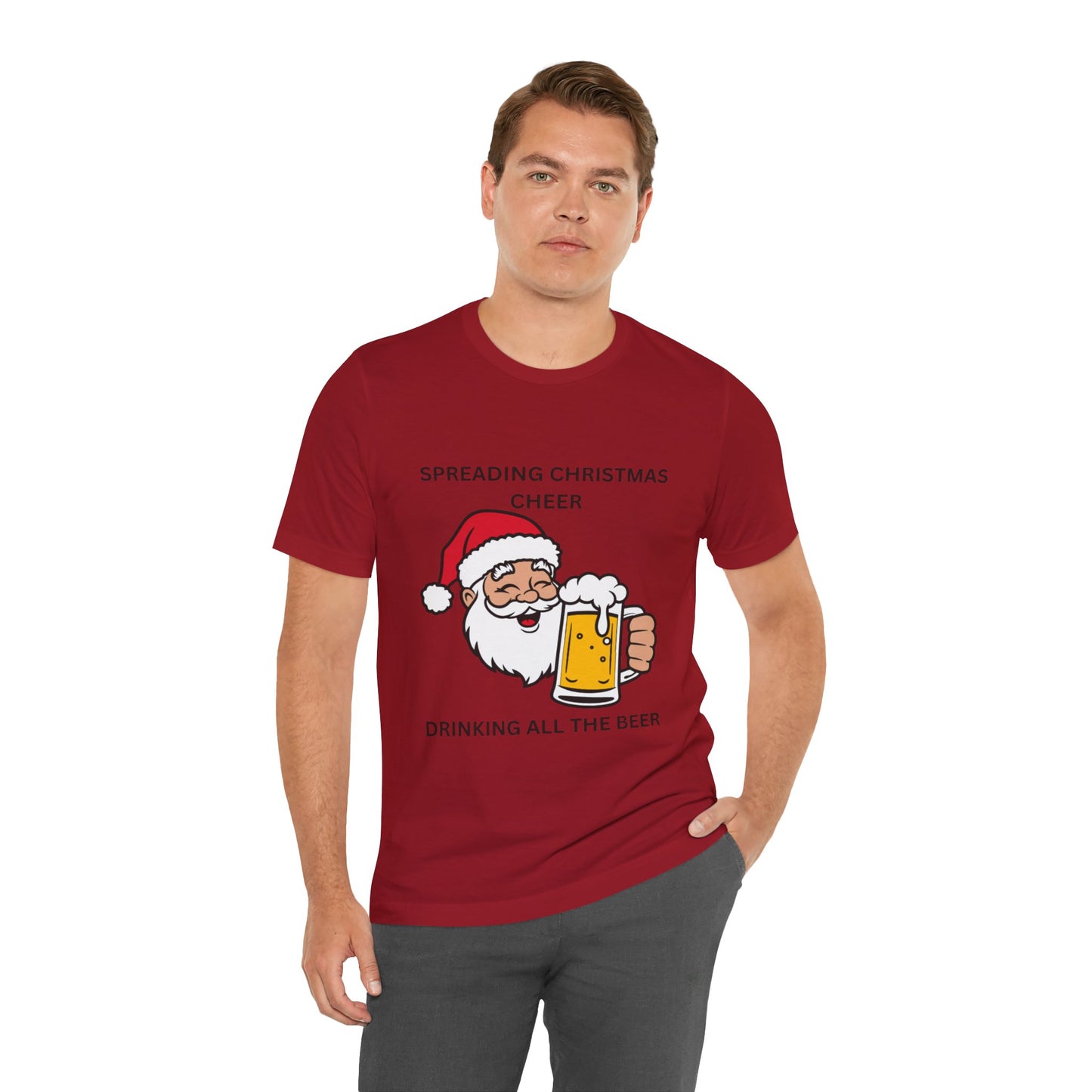 Funny Christmas Tee - Spreading Christmas Cheer Drinking All the Beer