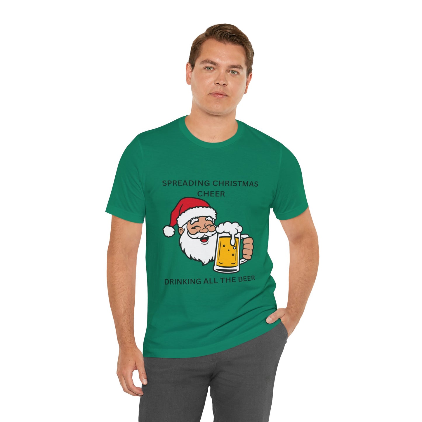 Funny Christmas Tee - Spreading Christmas Cheer Drinking All the Beer