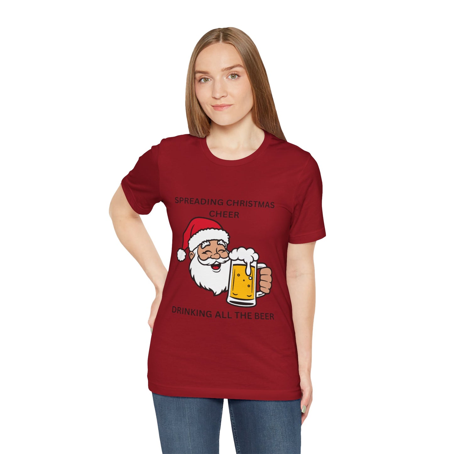 Funny Christmas Tee - Spreading Christmas Cheer Drinking All the Beer