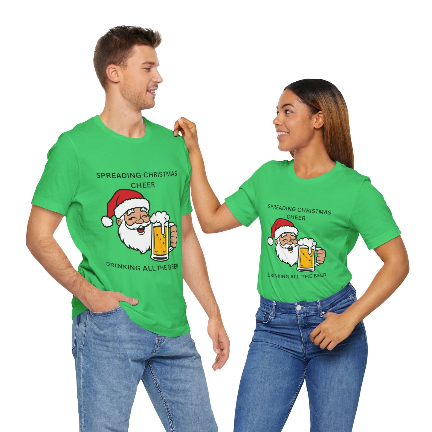 Funny Christmas Tee - Spreading Christmas Cheer Drinking All the Beer