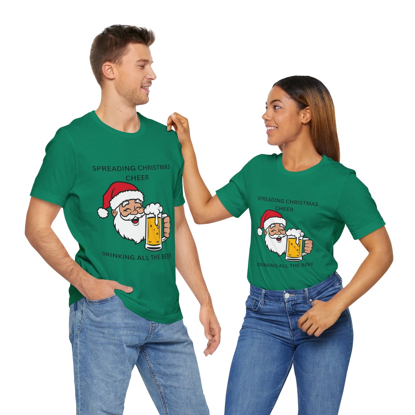 Funny Christmas Tee - Spreading Christmas Cheer Drinking All the Beer