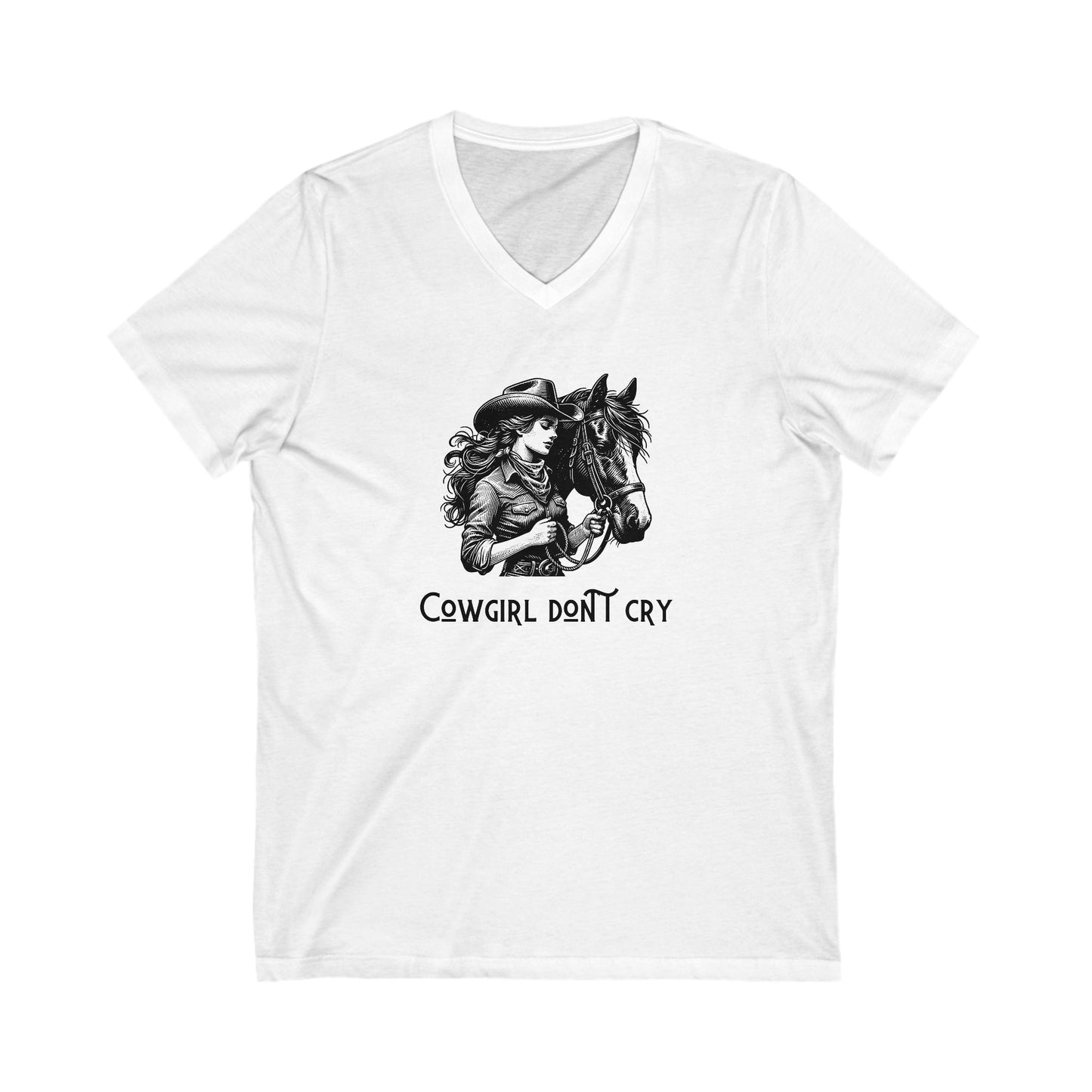 Cowgirl Don't Cry V-Neck Tee - Unisex Cowboy Style Shirt