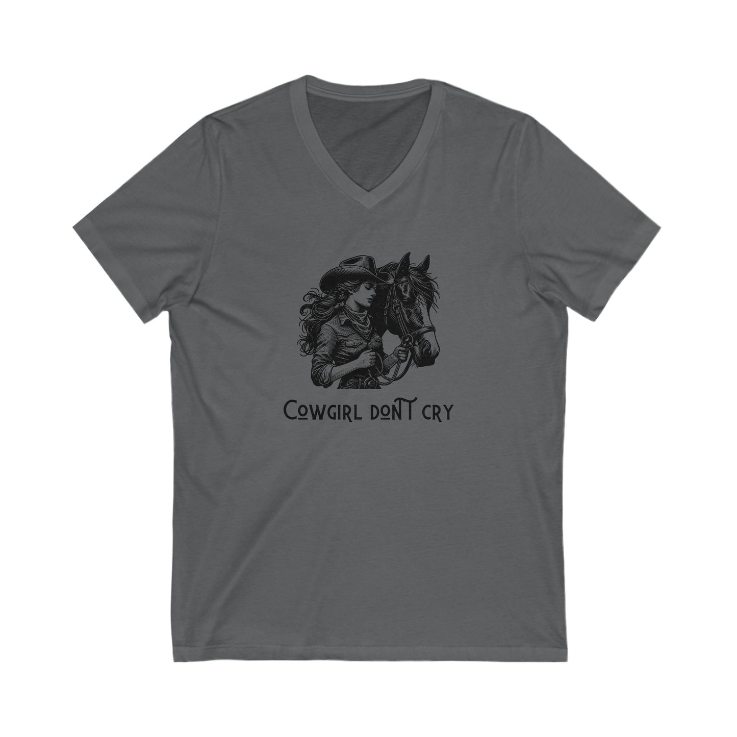 Cowgirl Don't Cry V-Neck Tee - Unisex Cowboy Style Shirt