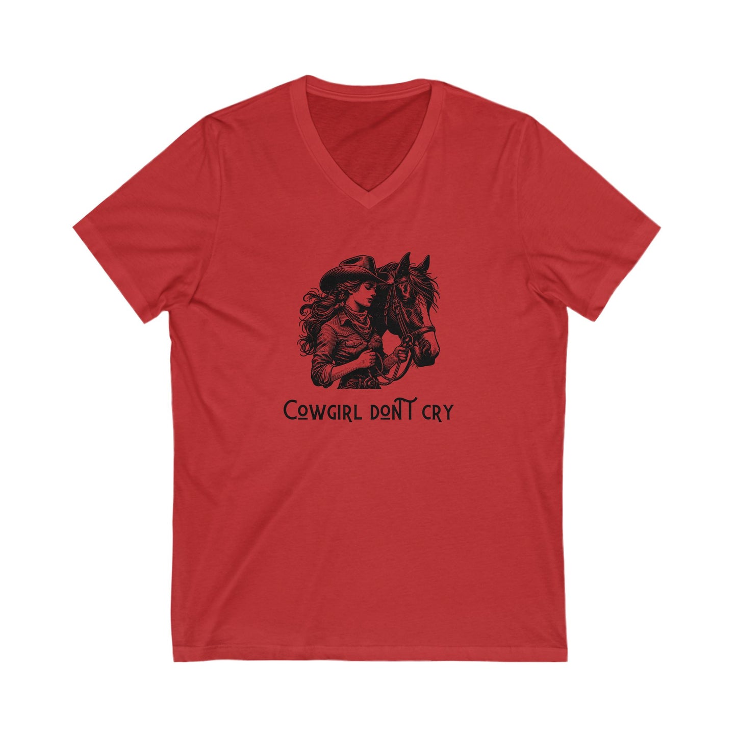 Cowgirl Don't Cry V-Neck Tee - Unisex Cowboy Style Shirt