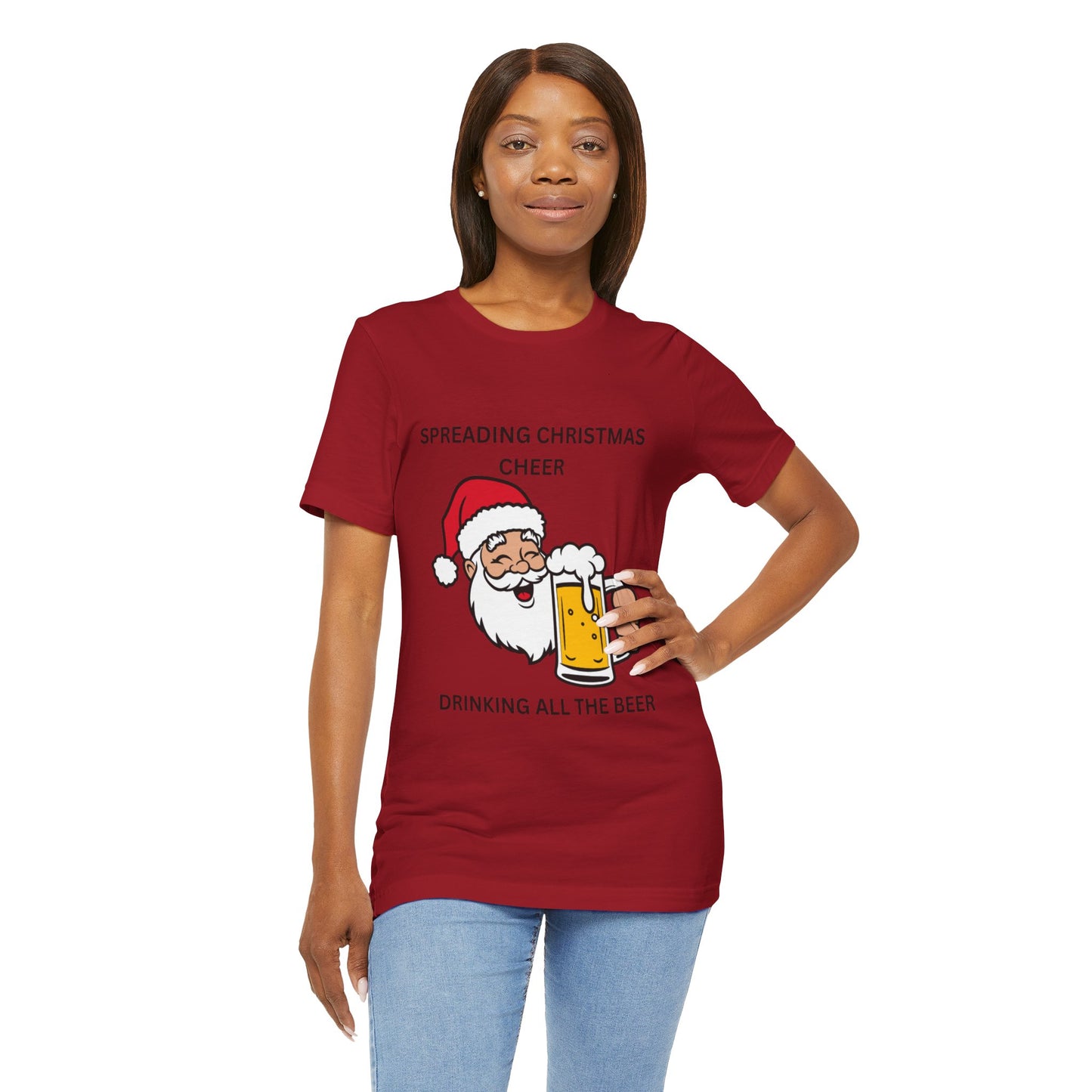 Funny Christmas Tee - Spreading Christmas Cheer Drinking All the Beer