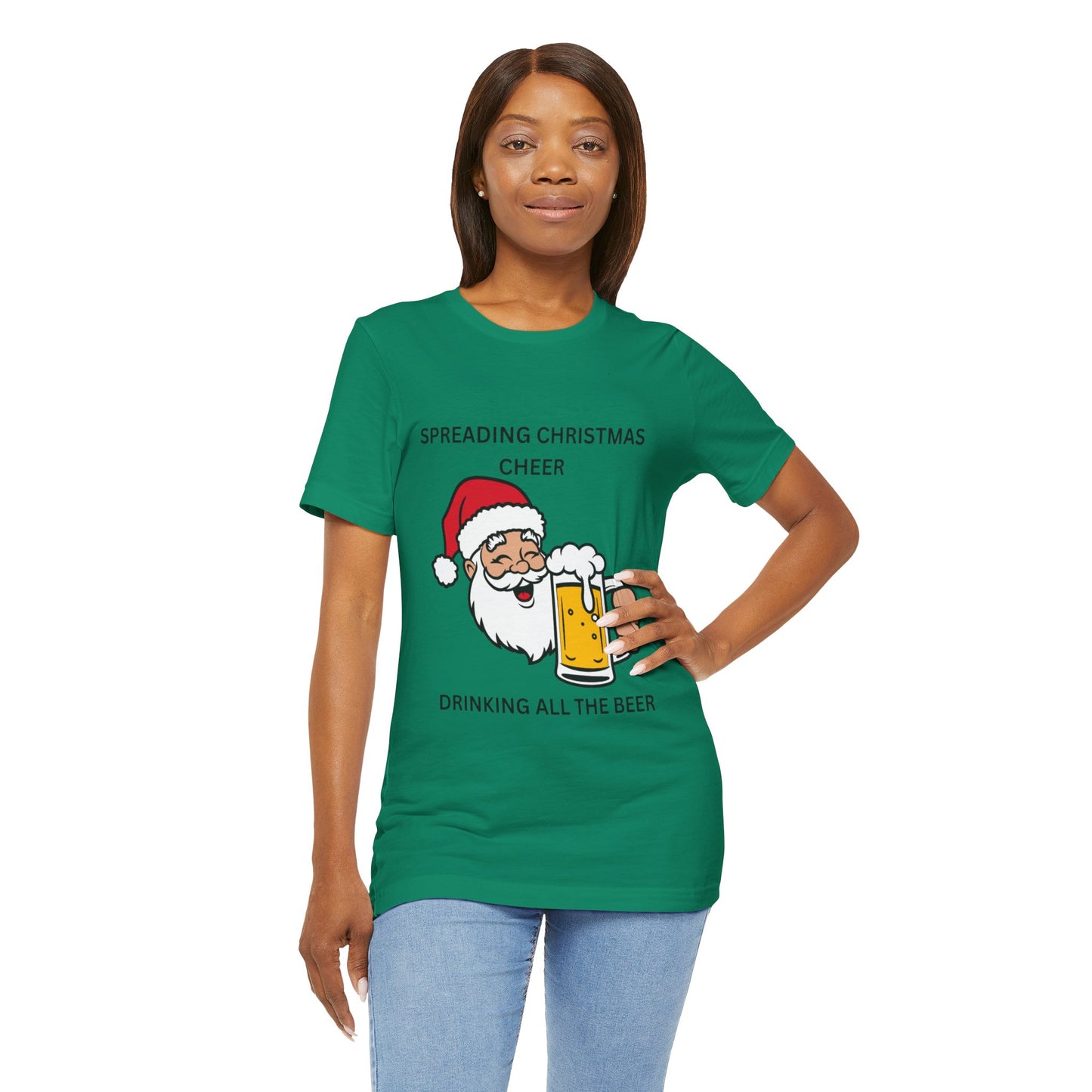 Funny Christmas Tee - Spreading Christmas Cheer Drinking All the Beer