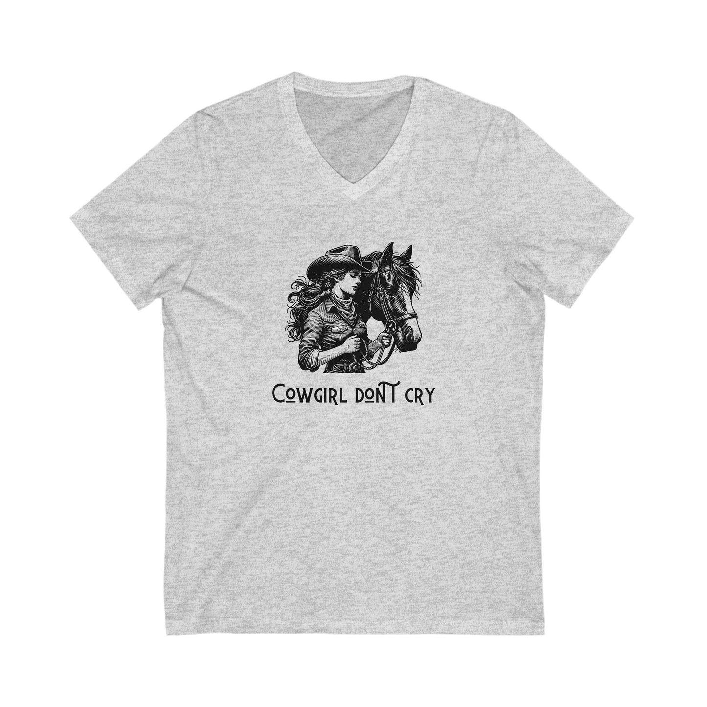 Cowgirl Don't Cry V-Neck Tee - Unisex Cowboy Style Shirt