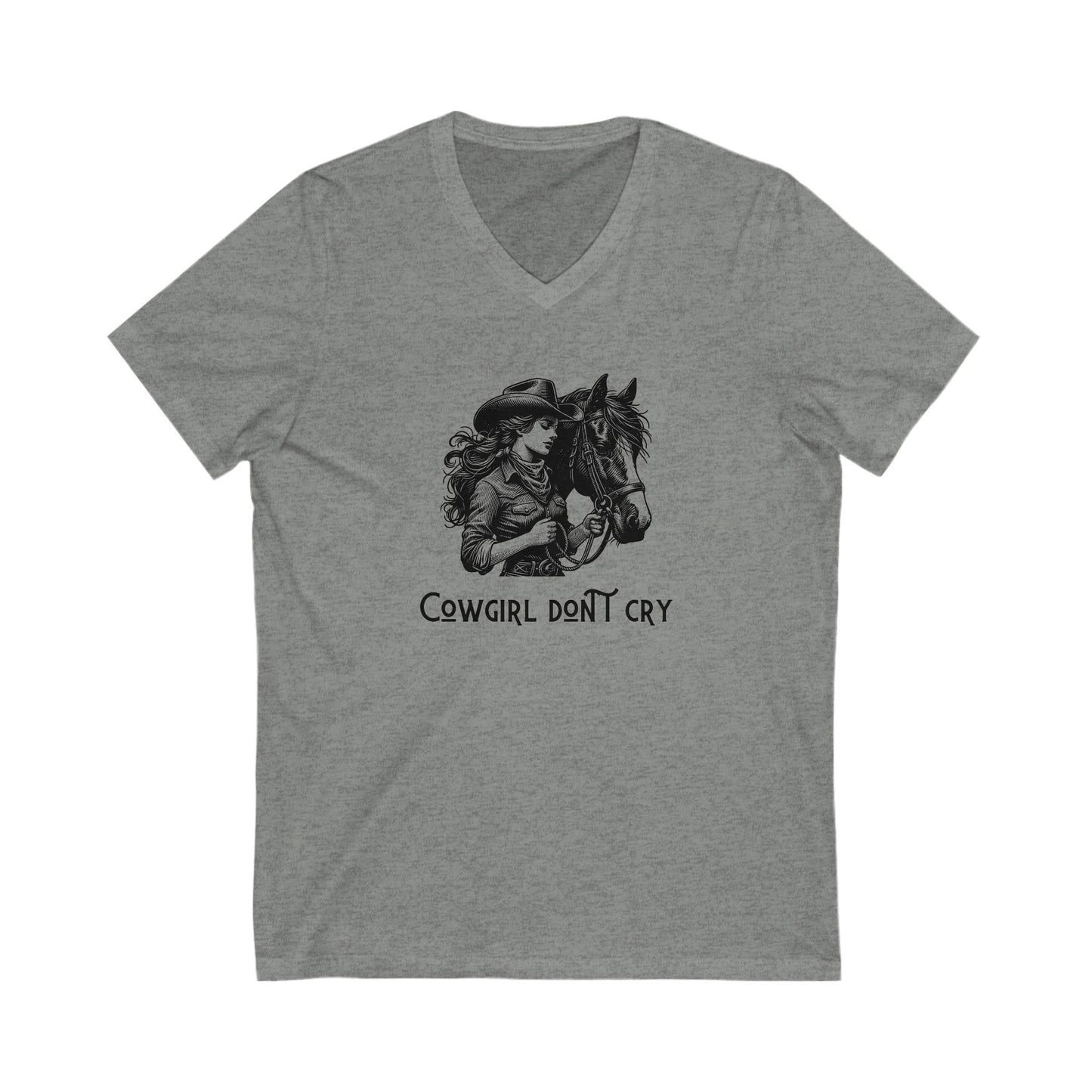 Cowgirl Don't Cry V-Neck Tee - Unisex Cowboy Style Shirt