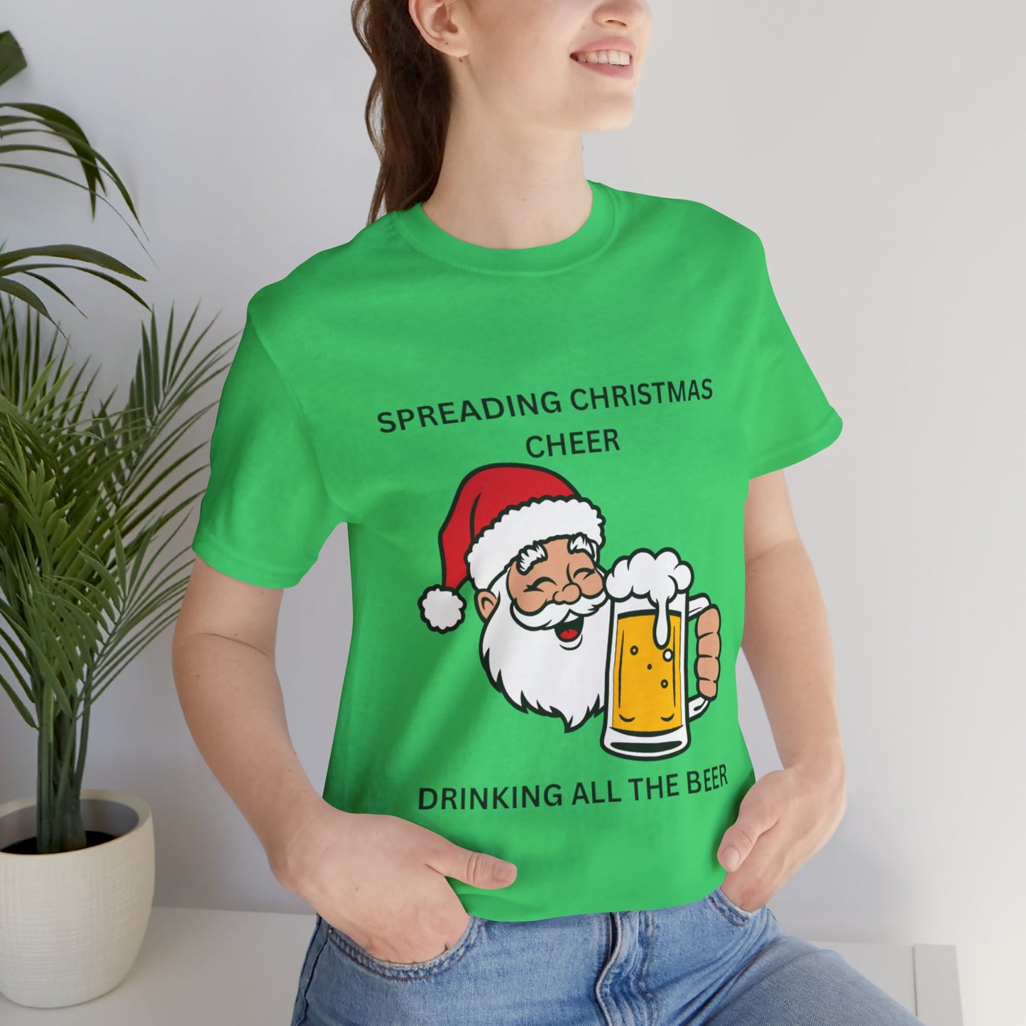 Funny Christmas Tee - Spreading Christmas Cheer Drinking All the Beer