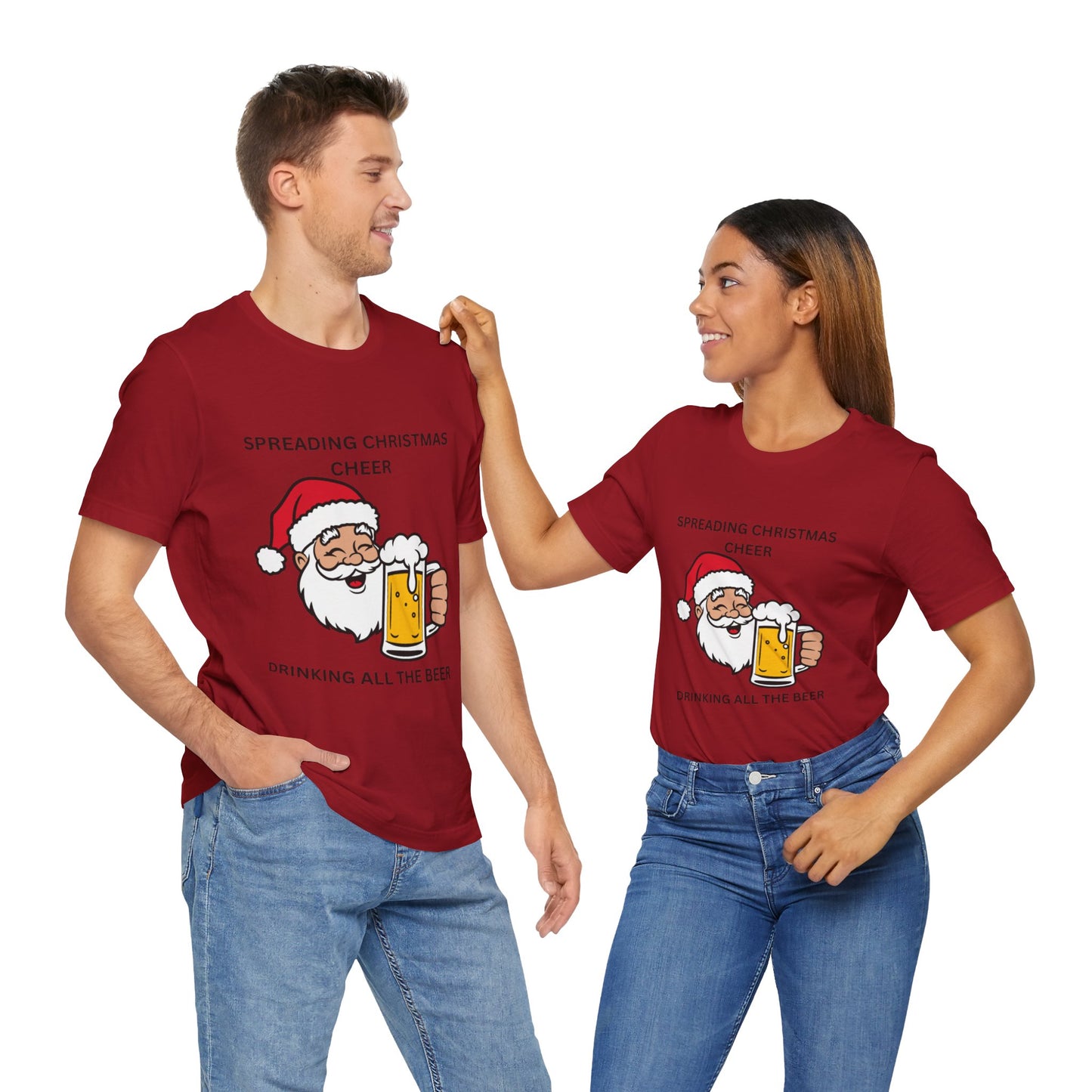 Funny Christmas Tee - Spreading Christmas Cheer Drinking All the Beer