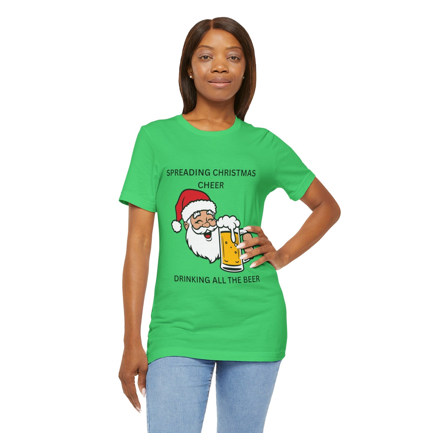 Funny Christmas Tee - Spreading Christmas Cheer Drinking All the Beer