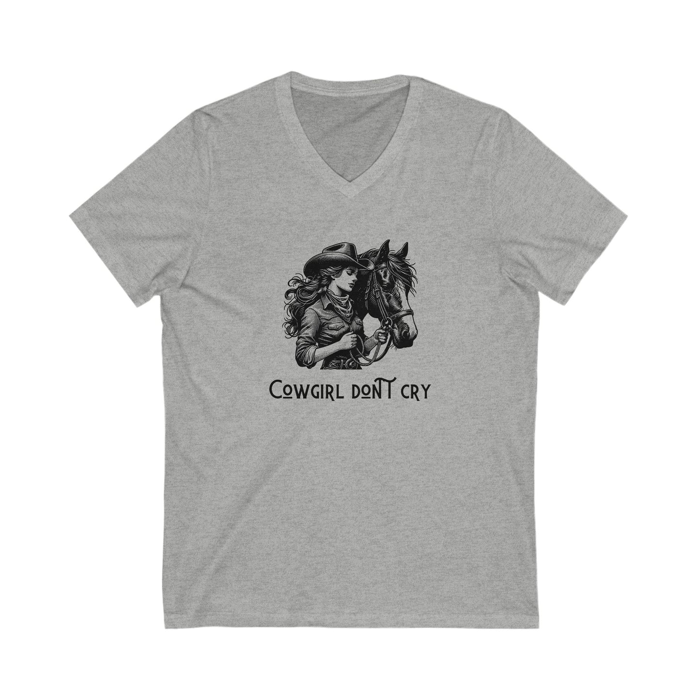 Cowgirl Don't Cry V-Neck Tee - Unisex Cowboy Style Shirt