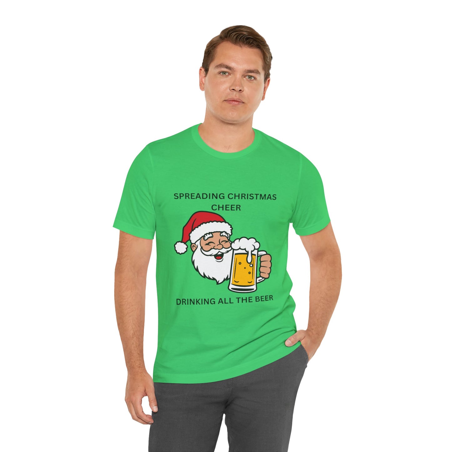 Funny Christmas Tee - Spreading Christmas Cheer Drinking All the Beer
