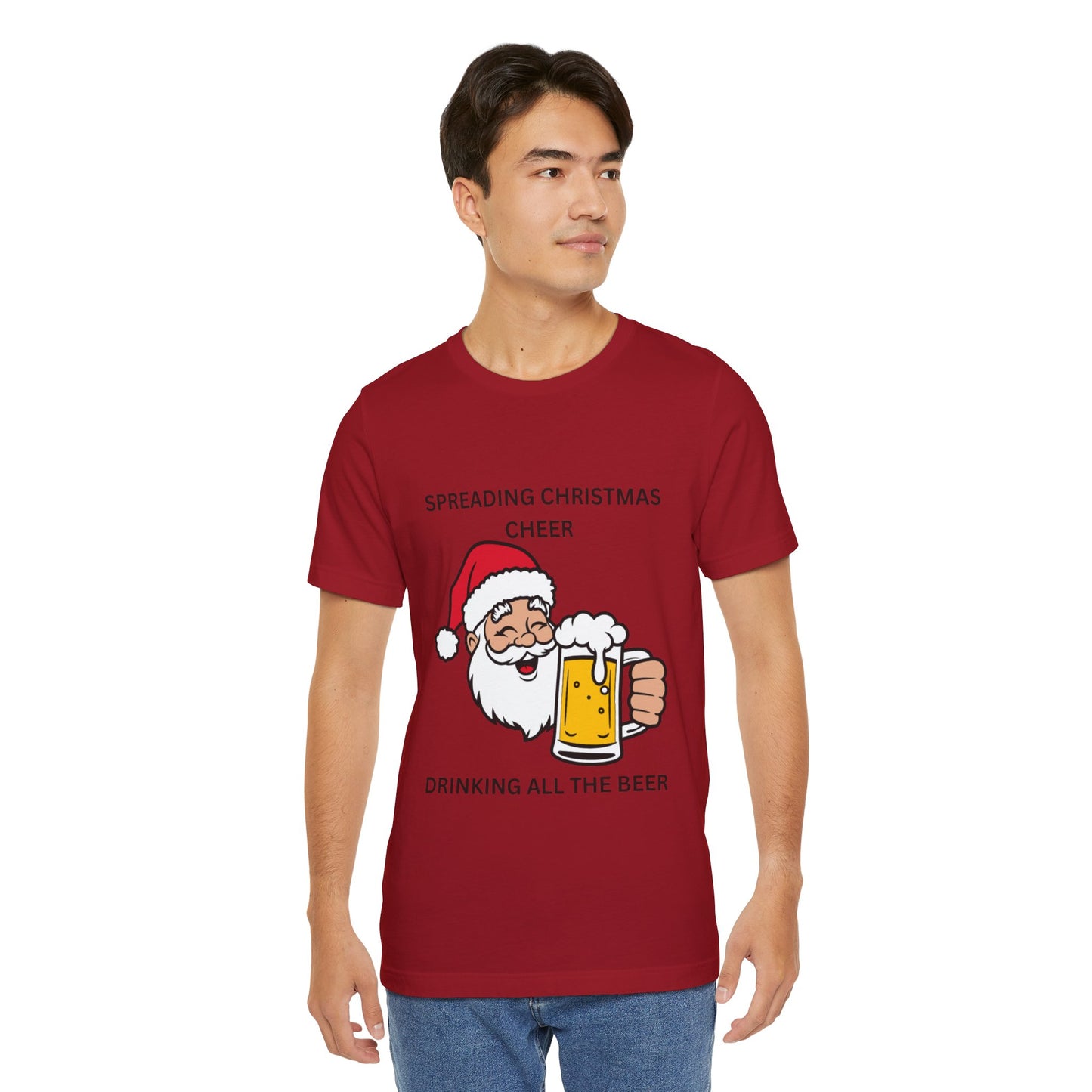 Funny Christmas Tee - Spreading Christmas Cheer Drinking All the Beer