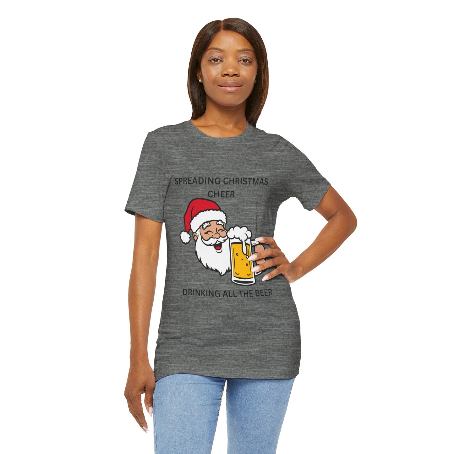 Funny Christmas Tee - Spreading Christmas Cheer Drinking All the Beer