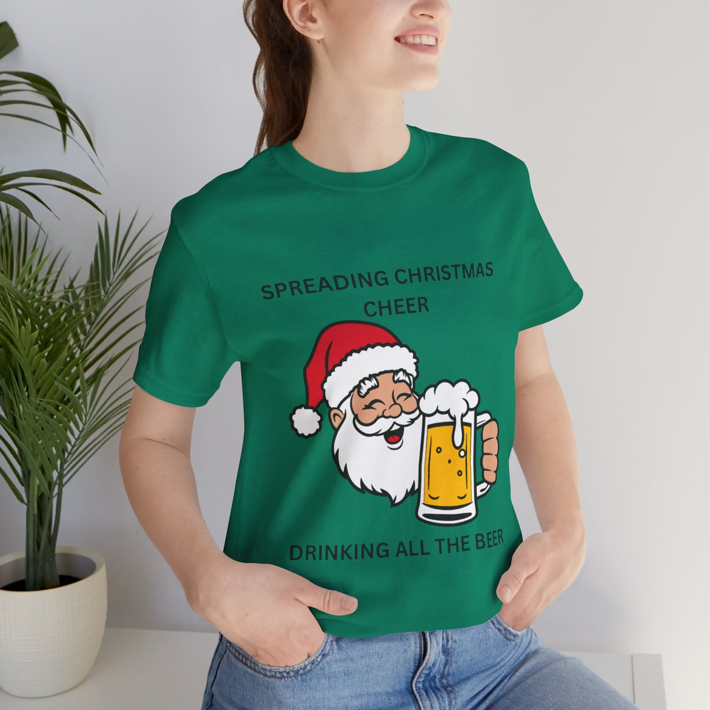 Funny Christmas Tee - Spreading Christmas Cheer Drinking All the Beer