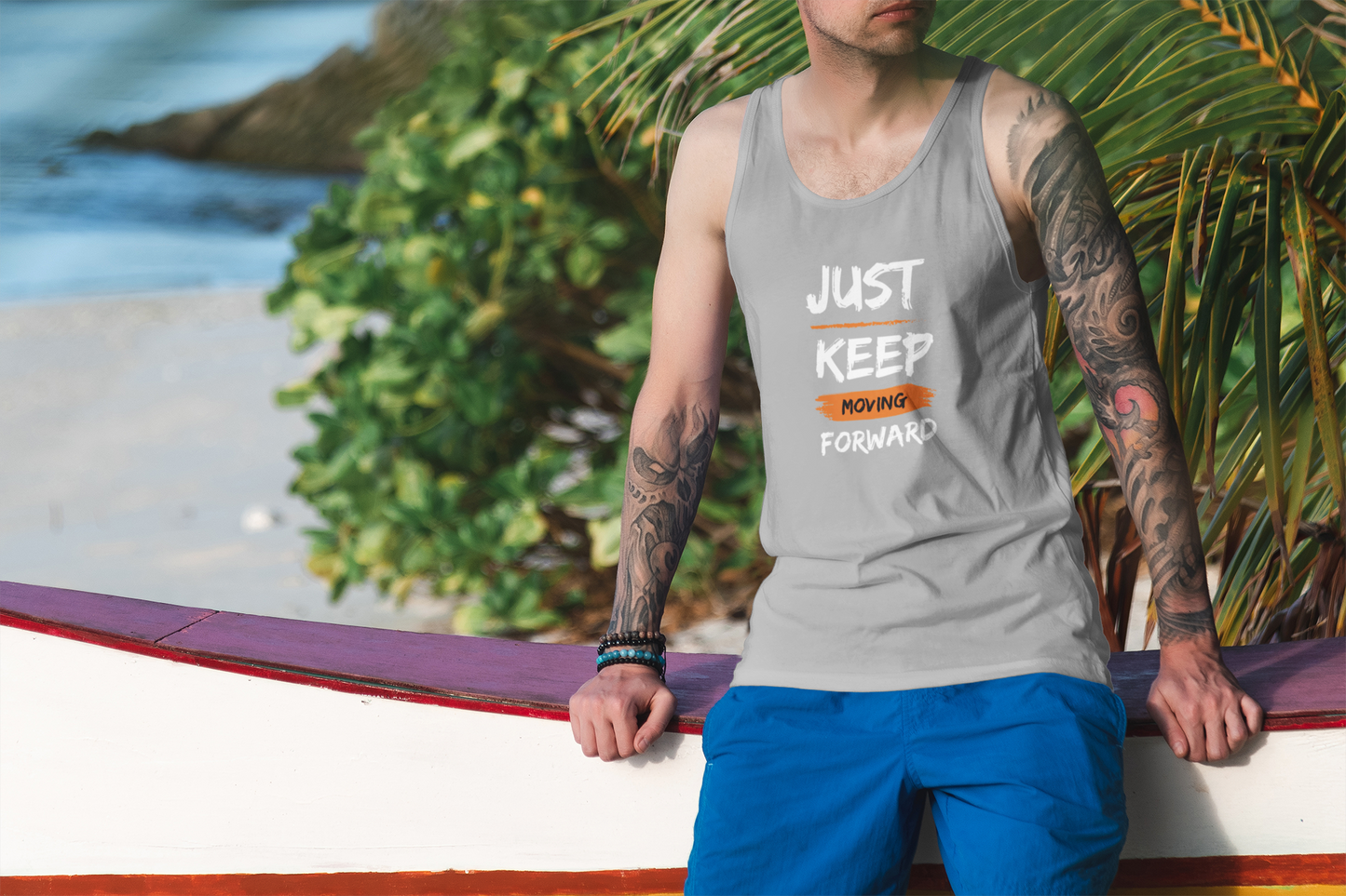Just Keep Moving Forward Unisex Jersey Tank - Motivational Fitness Apparel