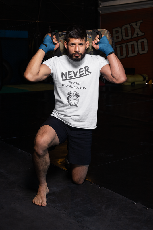 Never Hit Snooze Button Unisex Tee - Motivational Short Sleeve Shirt for Early Risers