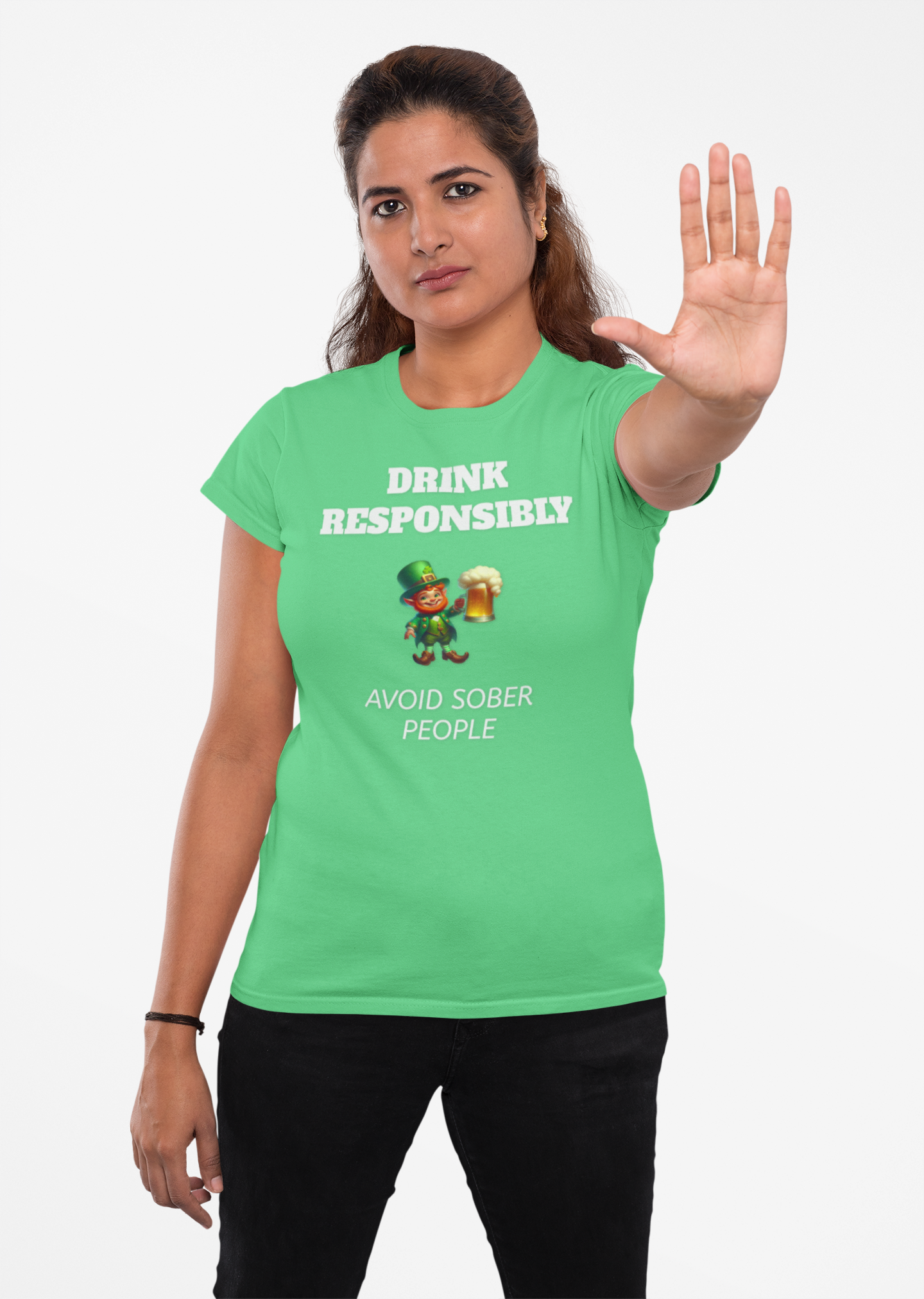 Funny St. Patrick's Day T-Shirt – 'Drink Responsibly, Avoid Sober People'
