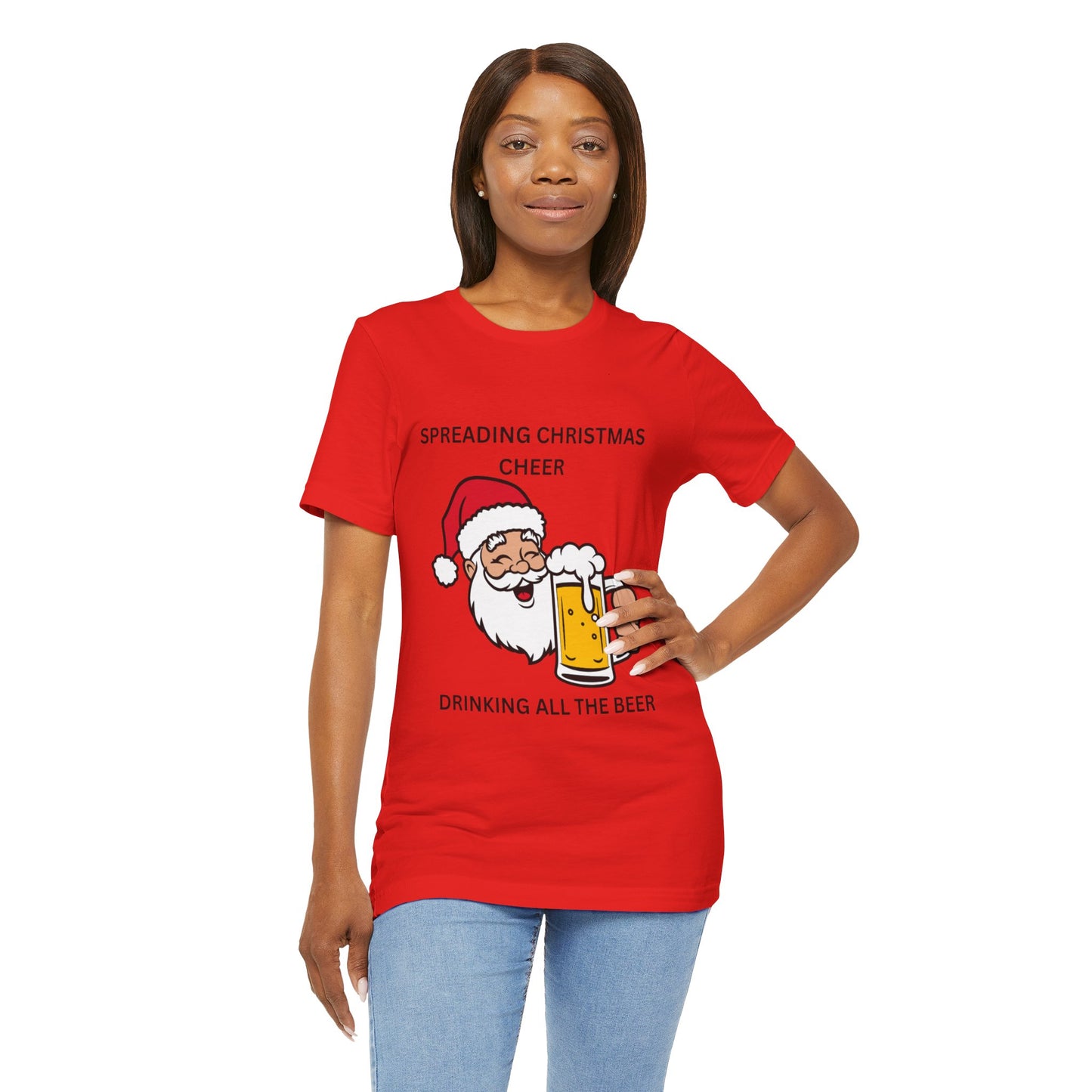 Funny Christmas Tee - Spreading Christmas Cheer Drinking All the Beer