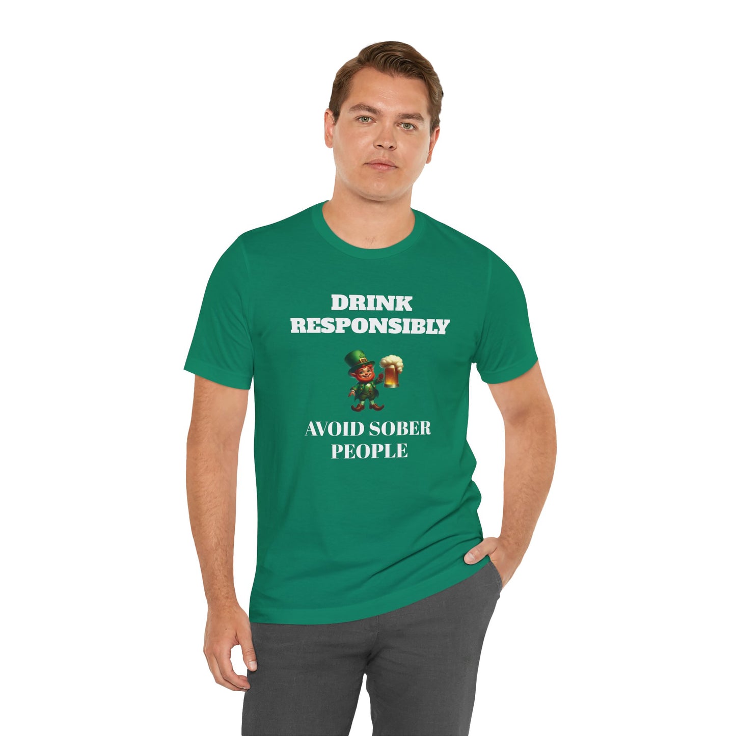 Funny St. Patrick's Day T-Shirt – 'Drink Responsibly, Avoid Sober People'