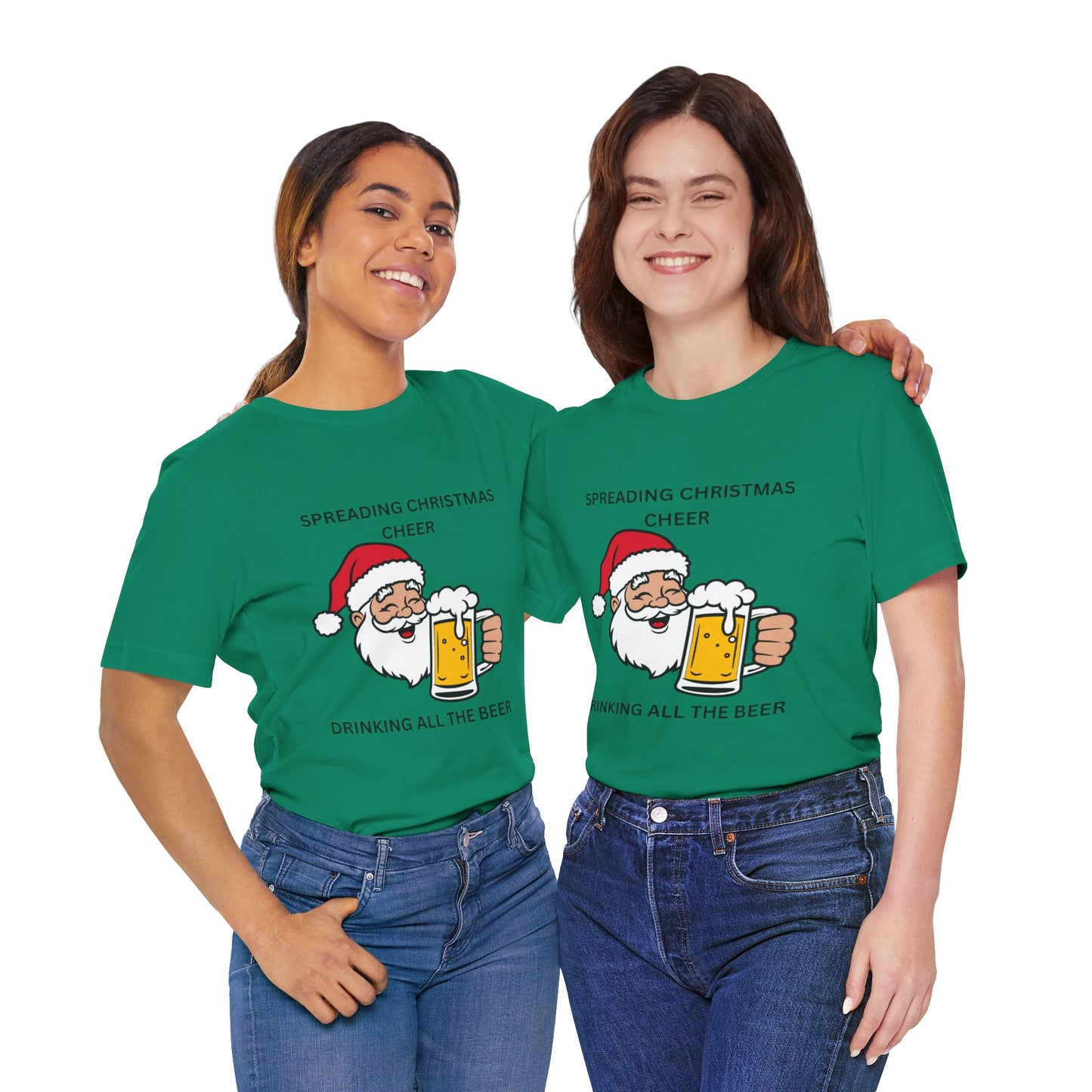 Funny Christmas Tee - Spreading Christmas Cheer Drinking All the Beer