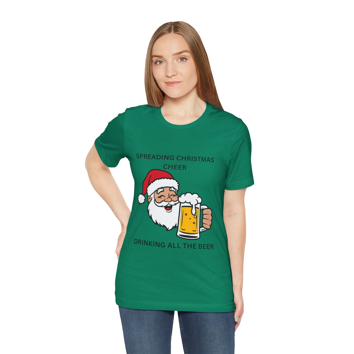 Funny Christmas Tee - Spreading Christmas Cheer Drinking All the Beer