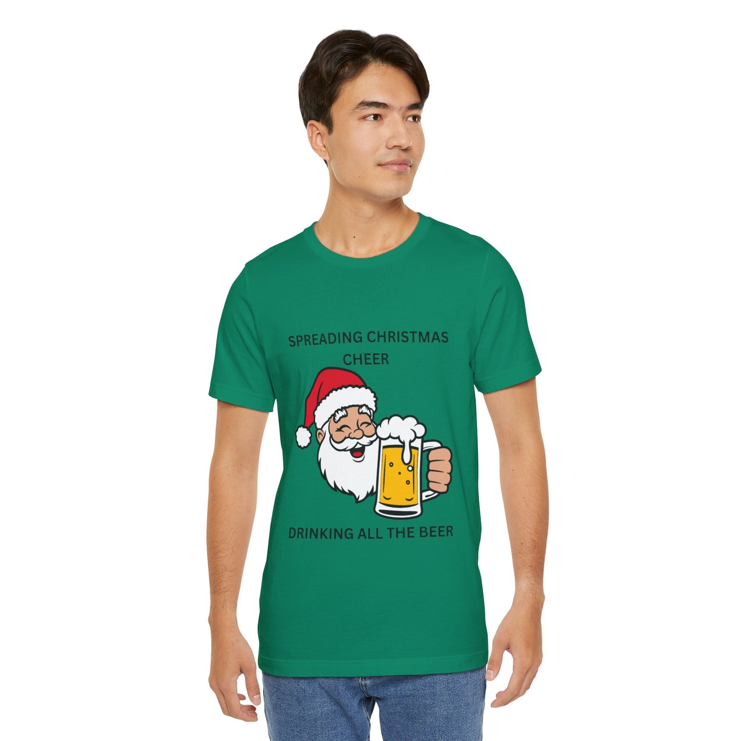 Funny Christmas Tee - Spreading Christmas Cheer Drinking All the Beer