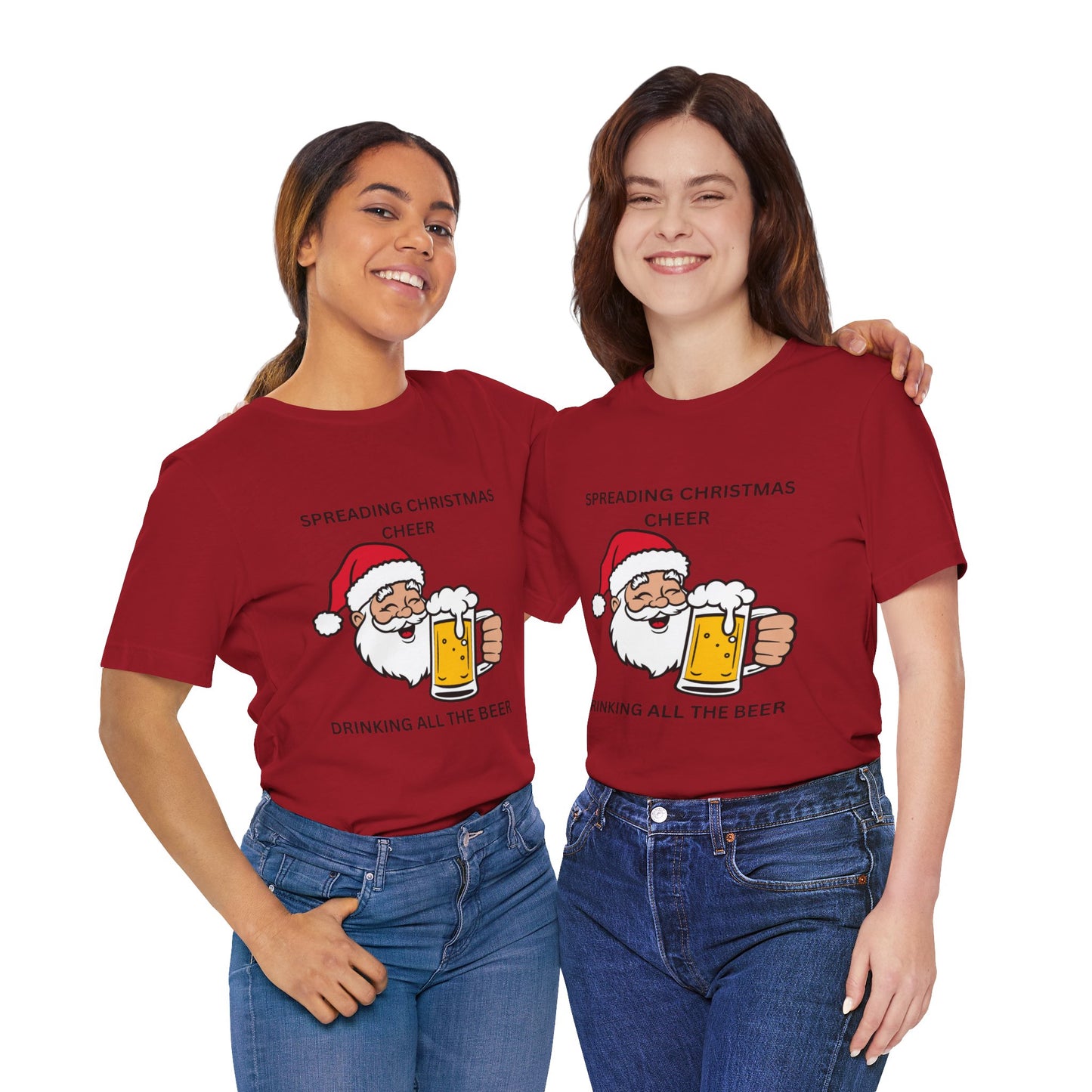 Funny Christmas Tee - Spreading Christmas Cheer Drinking All the Beer