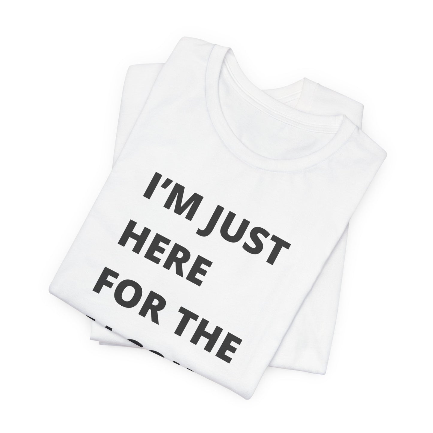 Funny Holiday Tee - 'I’m Just Here for the Alcohol and Eggnog' Unisex Jersey Short Sleeve Shirt