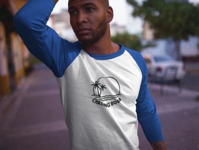 Chasing Bora Unisex 3/4 Sleeve Baseball Tee - Relaxed Island Vibe Shirt